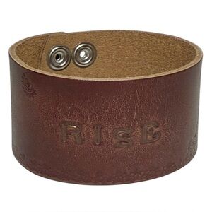 Handmade motivational rising‎ phoenix 100% leather brown wide cuff bracelet